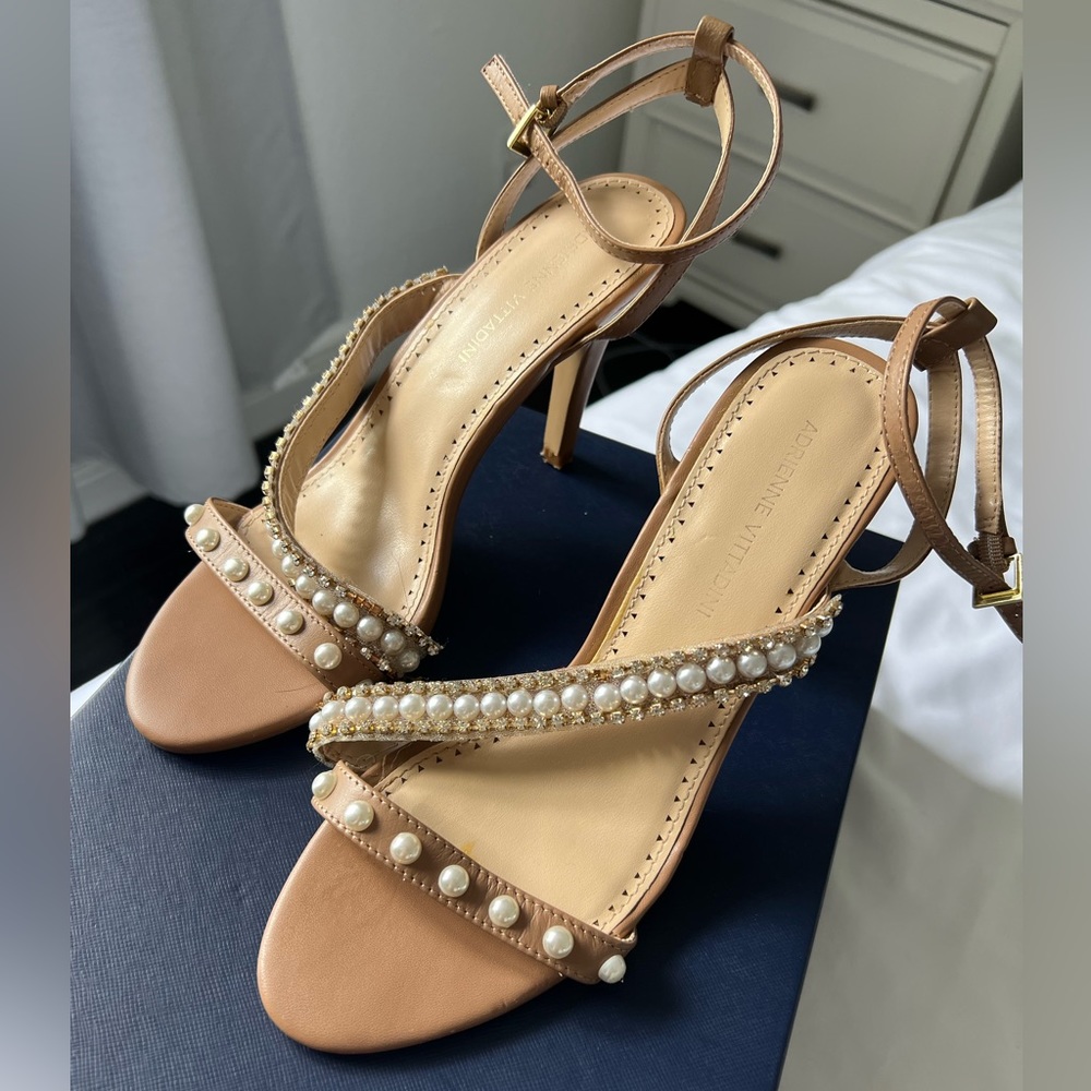 Adrienne Vittadini Brown ankle strap heels